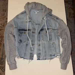 Forever 21 Distressed Denim Hoodie Jacket